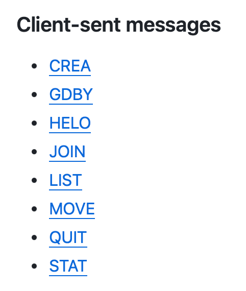 List of client-sent messages