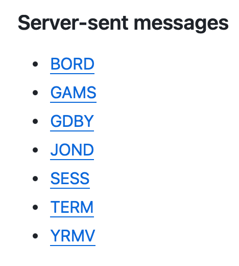 List of server-sent messages